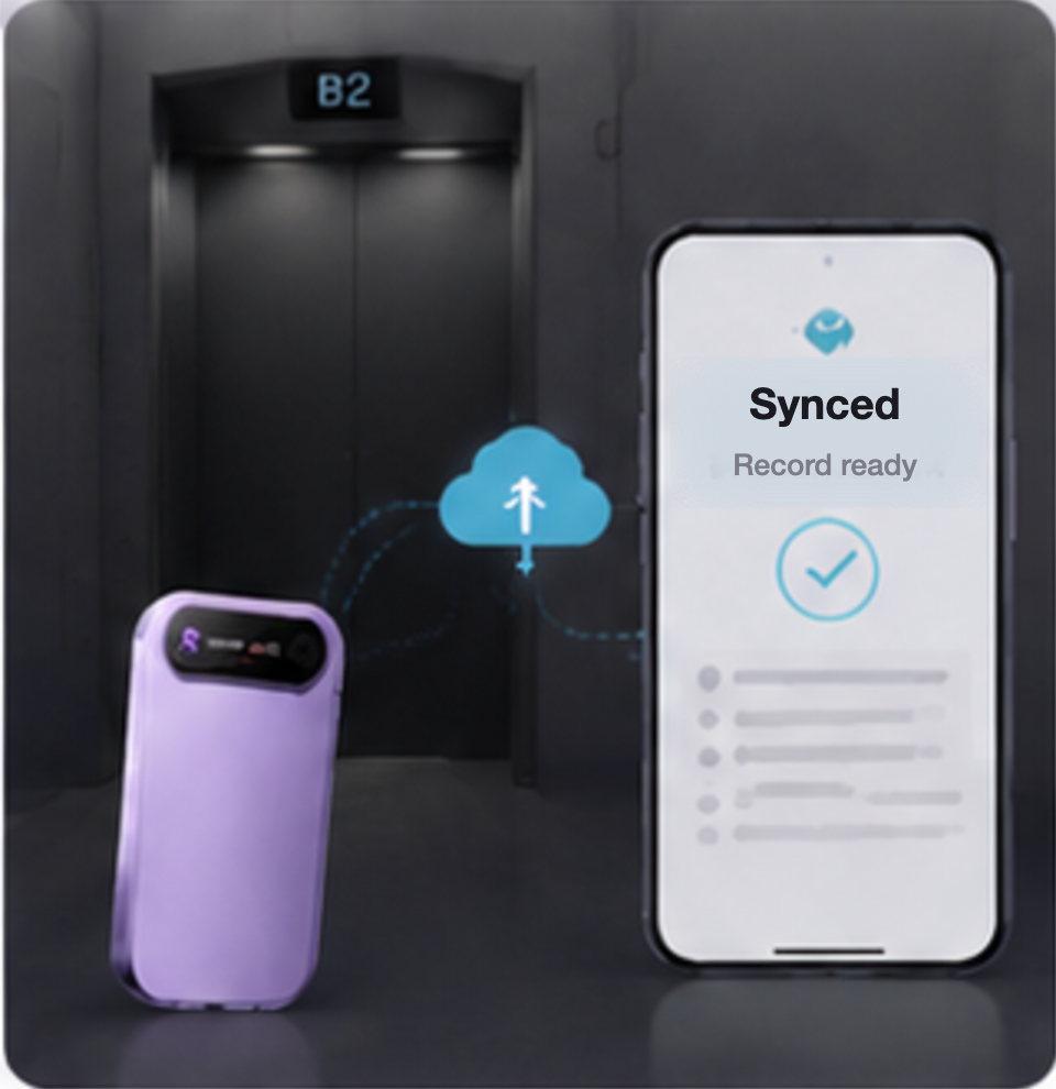 Records offline, syncs on signal